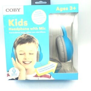 Coby Kids Headphones with Mic - Blue and Gray. New